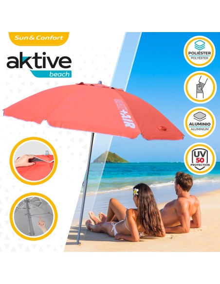 Guarda-chuva de praia grande Max Air 2.2m Coral inclinável | Distria