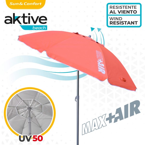 Guarda-chuva de praia grande Max Air 2.2m Coral inclinável | Distria