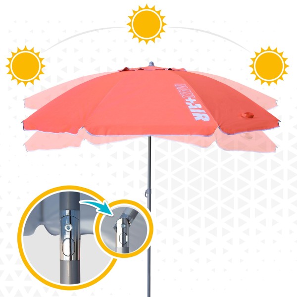 Guarda-chuva de praia grande Max Air 2.2m Coral inclinável | Distria