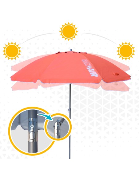 Guarda-chuva de praia grande Max Air 2.2m Coral inclinável | Distria