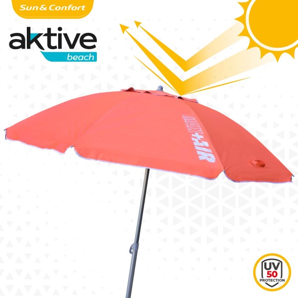 Guarda-chuva de praia grande Max Air 2.2m Coral inclinável | Distria