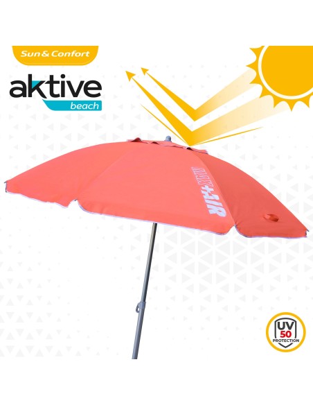 Guarda-chuva de praia grande Max Air 2.2m Coral inclinável | Distria