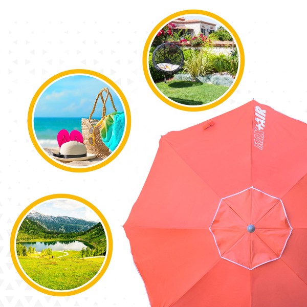 Guarda-chuva de praia grande Max Air 2.2m Coral inclinável | Distria