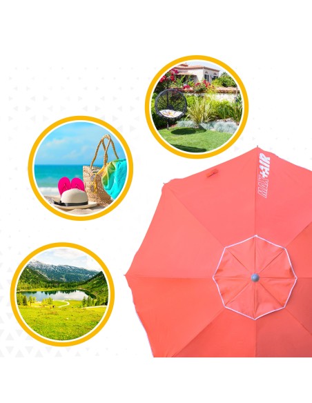 Guarda-chuva de praia grande Max Air 2.2m Coral inclinável | Distria