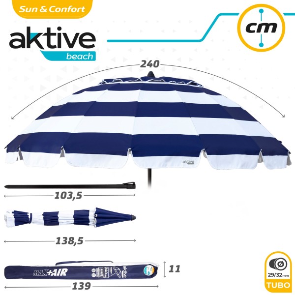 Guarda-sol grande ultra-resistente Ø240 cm | Distria
