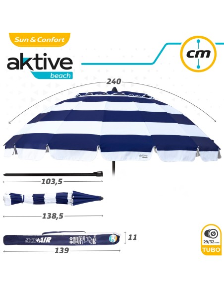 Guarda-sol grande ultra-resistente Ø240 cm | Distria