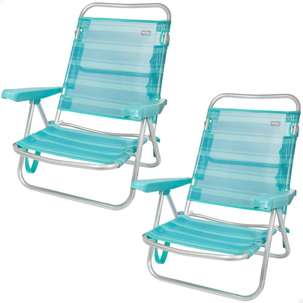 Saving pack 2 cadeiras de praia turquesa 47x48x80 cm | Distrito