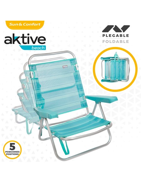 Saving pack 2 cadeiras de praia turquesa 47x48x80 cm | Distrito