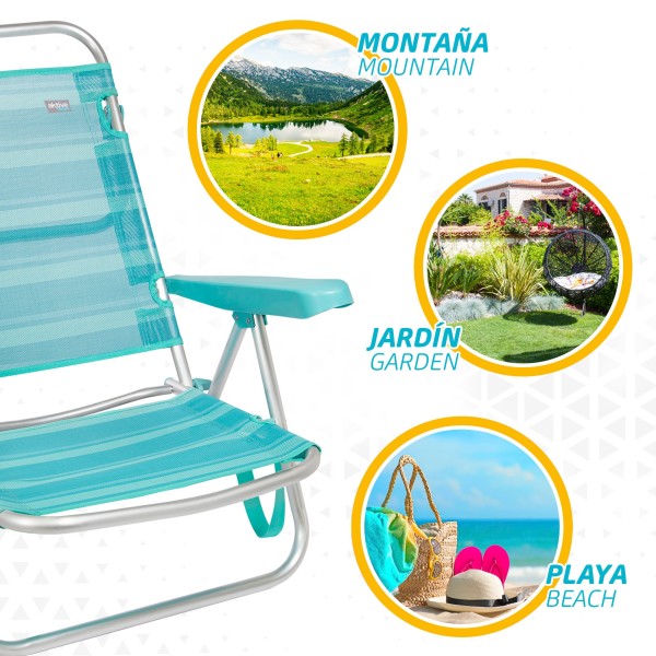 Saving pack 2 cadeiras de praia turquesa 47x48x80 cm | Distrito