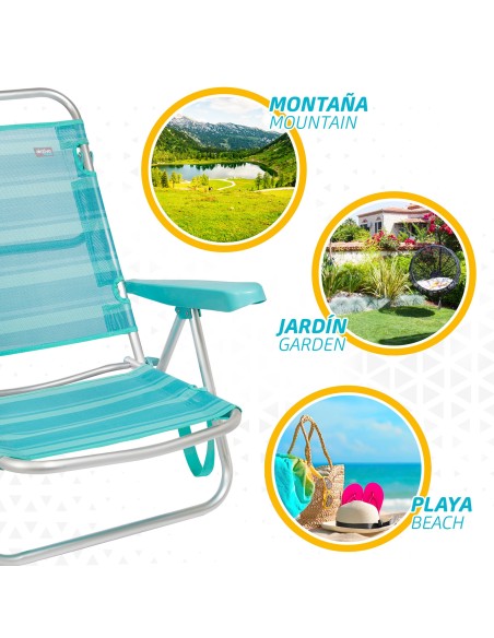 Saving pack 2 cadeiras de praia turquesa 47x48x80 cm | Distrito