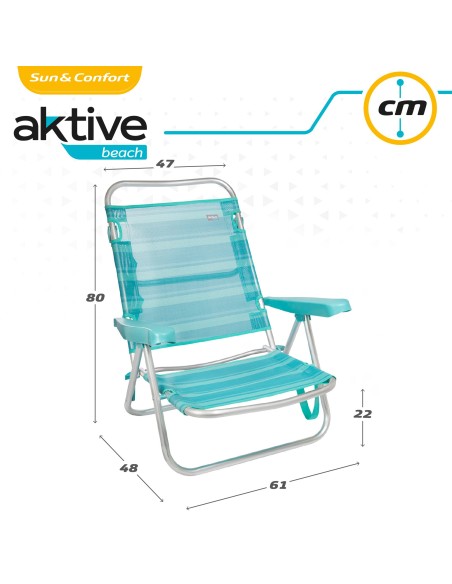 Saving pack 2 cadeiras de praia turquesa 47x48x80 cm | Distrito