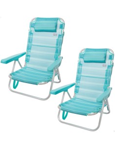 Pack poupança de 2 cadeiras de praia turquesa 48x46x84 cm | Distrito