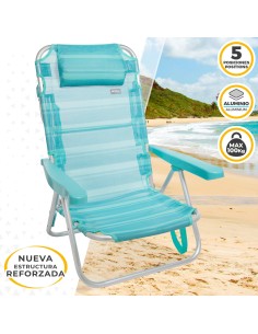 Pack poupança de 2 cadeiras de praia turquesa 48x46x84 cm | Distrito 2