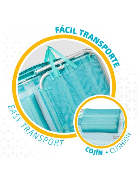 Pack poupança de 2 cadeiras de praia turquesa 48x46x84 cm | Distrito