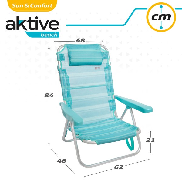 Pack poupança de 2 cadeiras de praia turquesa 48x46x84 cm | Distrito