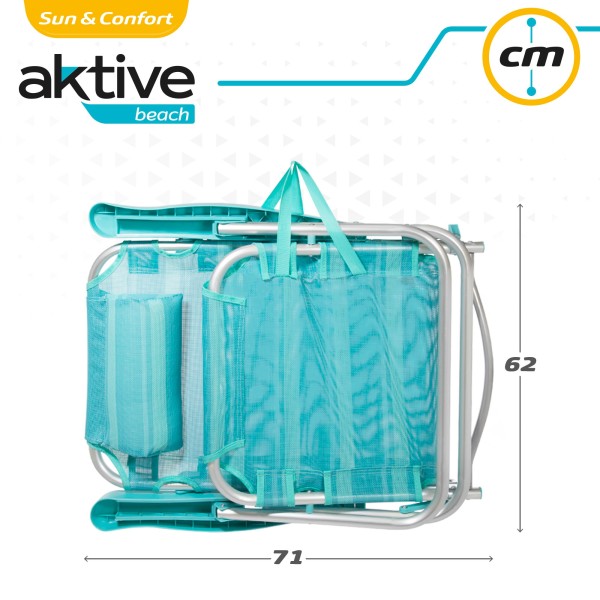 Pack poupança de 2 cadeiras de praia turquesa 48x46x84 cm | Distrito