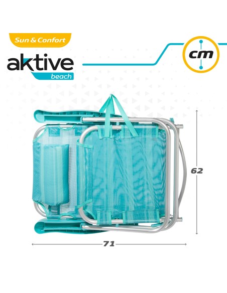 Pack poupança de 2 cadeiras de praia turquesa 48x46x84 cm | Distrito