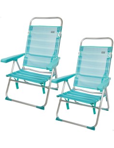 Pacote Poupança 2 cadeiras de praia turquesa 48x57x99 cm | Distria