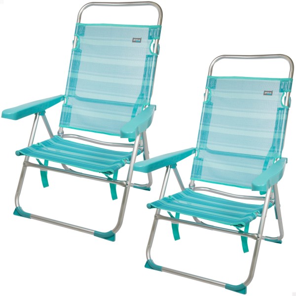 Pacote Poupança 2 cadeiras de praia turquesa 48x57x99 cm | Distria