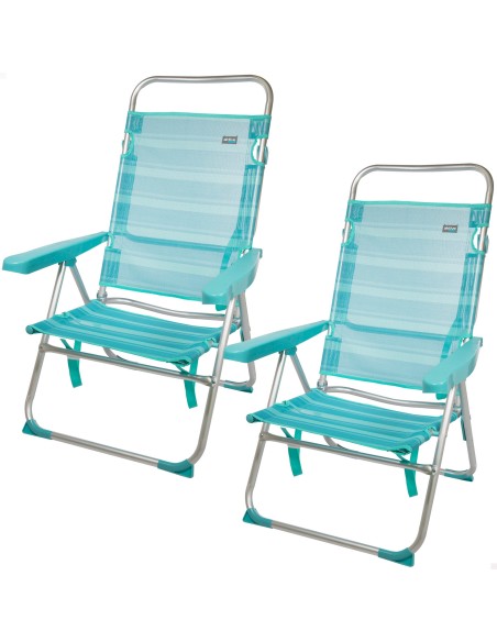 Pacote Poupança 2 cadeiras de praia turquesa 48x57x99 cm | Distria