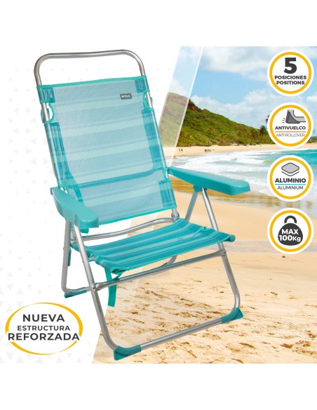 Pacote Poupança 2 cadeiras de praia turquesa 48x57x99 cm | Distria