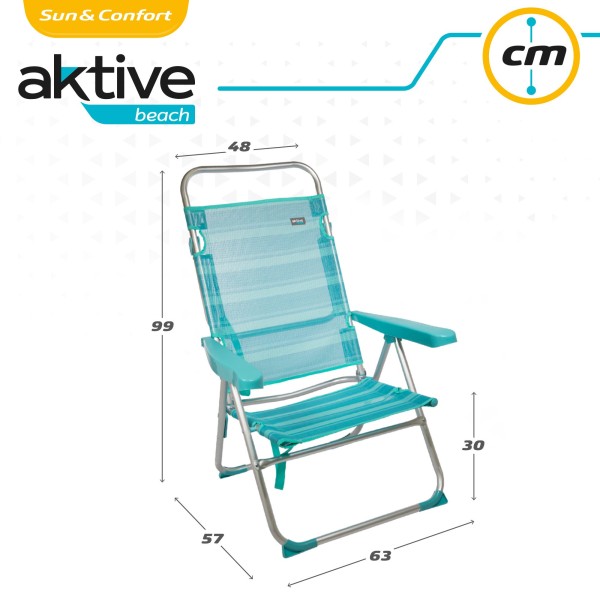 Pacote Poupança 2 cadeiras de praia turquesa 48x57x99 cm | Distria