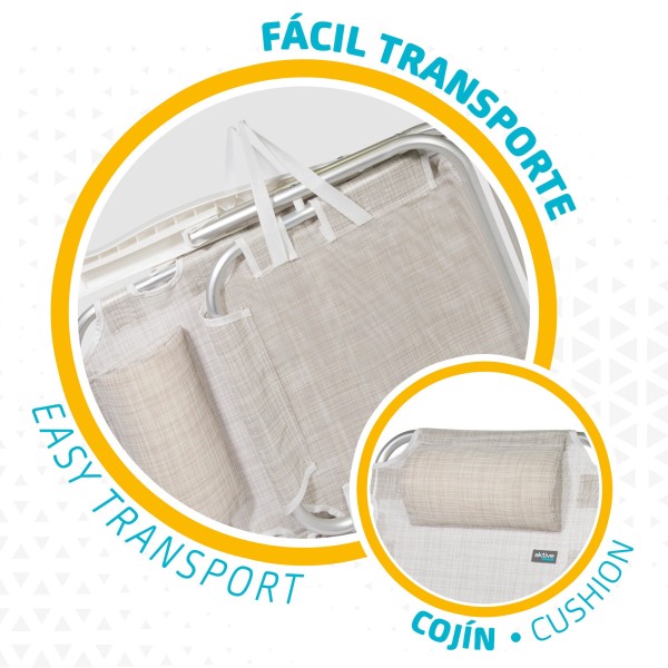 Pack poupança de 2 cadeiras de praia bege 48x46x84 cm | Distrito