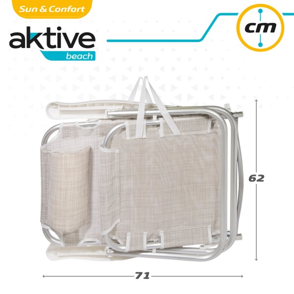 Pack poupança de 2 cadeiras de praia bege 48x46x84 cm | Distrito