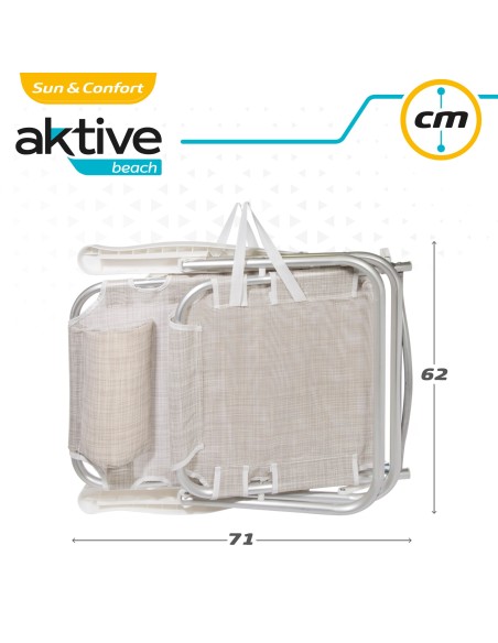 Pack poupança de 2 cadeiras de praia bege 48x46x84 cm | Distrito
