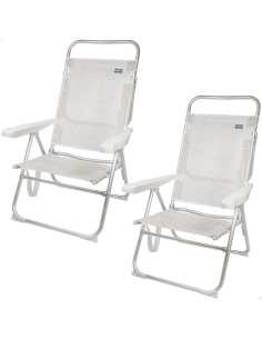 Pacote Poupança 2 cadeiras de praia bege 48x57x99 cm | Distria