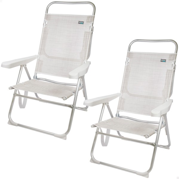 Pacote Poupança 2 cadeiras de praia bege 48x57x99 cm | Distria