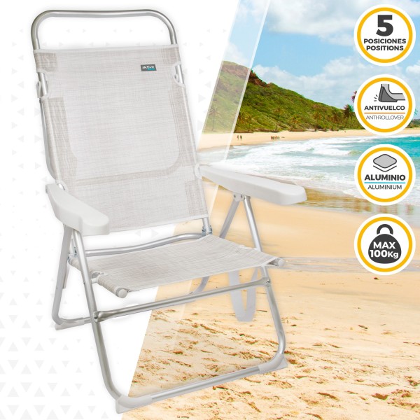 Pacote Poupança 2 cadeiras de praia bege 48x57x99 cm | Distria