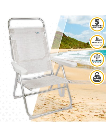 Pacote Poupança 2 cadeiras de praia bege 48x57x99 cm | Distria