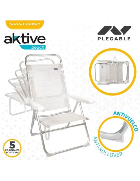 Pacote Poupança 2 cadeiras de praia bege 48x57x99 cm | Distria