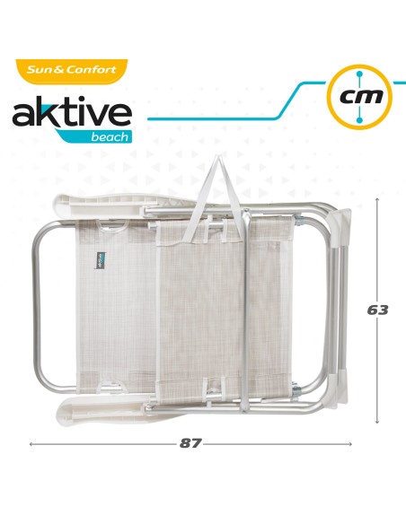 Pacote Poupança 2 cadeiras de praia bege 48x57x99 cm | Distria