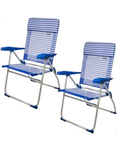 Saving pack 2 cadeiras de praia azuis e brancas 48x62x101 cm | Distria