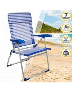 Saving pack 2 cadeiras de praia azuis e brancas 48x62x101 cm | Distria 2