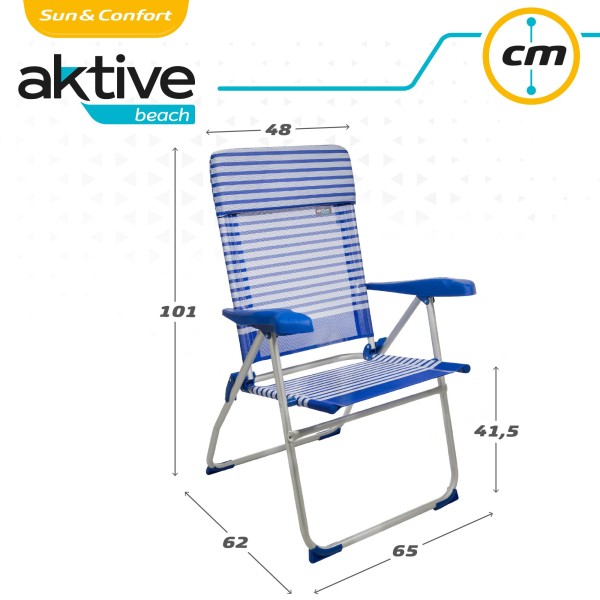 Saving pack 2 cadeiras de praia azuis e brancas 48x62x101 cm | Distria