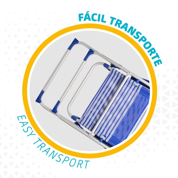 Pack poupança 2 cadeiras altas praia azuis e brancas 47x61x118 cm | Distria