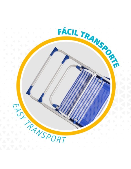 Pack poupança 2 cadeiras altas praia azuis e brancas 47x61x118 cm | Distria