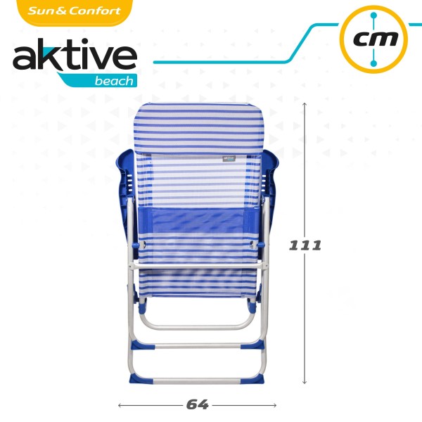 Pack poupança 2 cadeiras altas praia azuis e brancas 47x61x118 cm | Distria