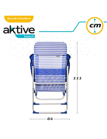 Pack poupança 2 cadeiras altas praia azuis e brancas 47x61x118 cm | Distria
