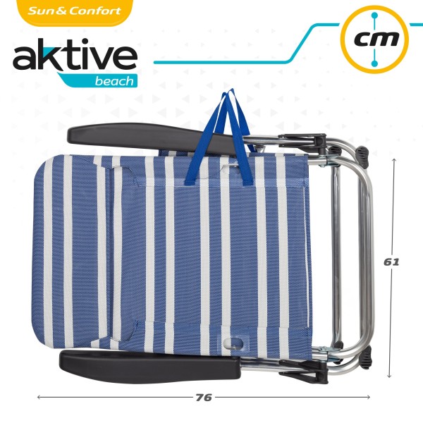 Pack poupança de 2 cadeiras de praia azuis e brancas 47x50x85 cm | Distrito