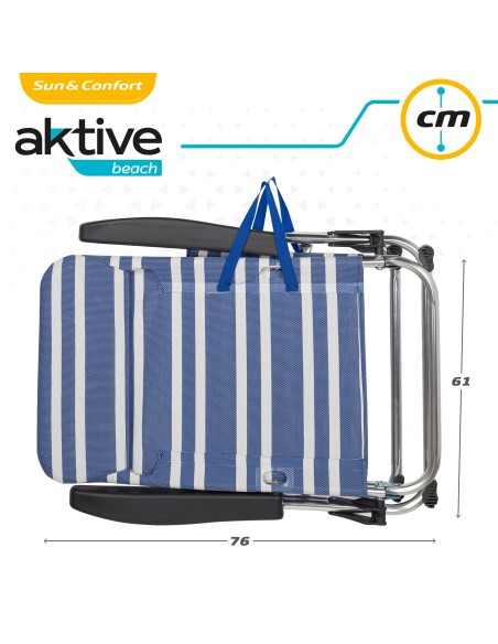 Pack poupança de 2 cadeiras de praia azuis e brancas 47x50x85 cm | Distrito