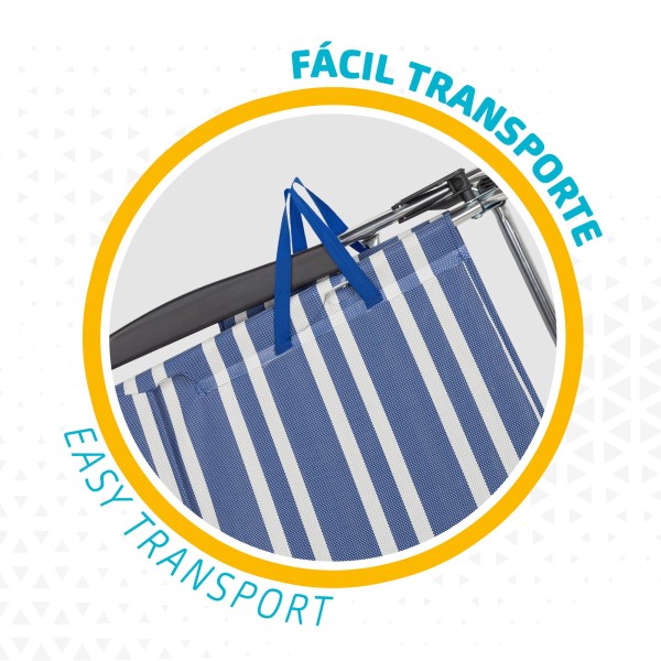 Pack poupança de 2 cadeiras de praia azuis e brancas 47x63x93 cm | Distrito