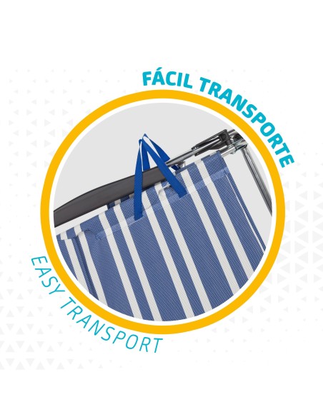 Pack poupança de 2 cadeiras de praia azuis e brancas 47x63x93 cm | Distrito