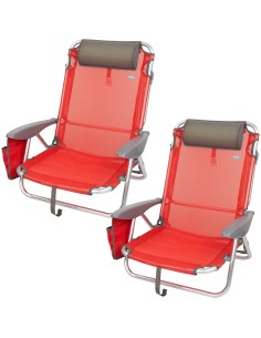 Pack poupança de 2 cadeiras de praia vermelhas 51x45x76 cm | Distrito