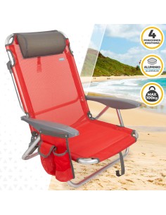 Pack poupança de 2 cadeiras de praia vermelhas 51x45x76 cm | Distrito 2