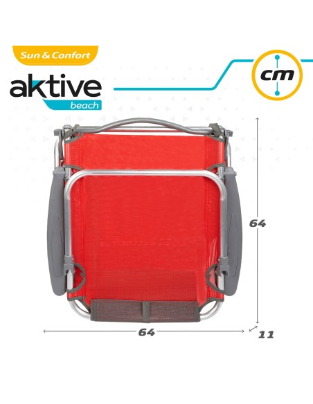 Pack poupança de 2 cadeiras de praia vermelhas 51x45x76 cm | Distrito