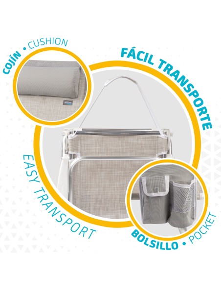 Pack poupança de 2 cadeiras de praia bege 51x45x76 cm | Distrito